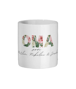 Tasse "Oma" mit Blumenbuchstaben - Juniageschenke